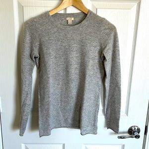 J. Crew Gray Crew-Neck Cashmere Sweater, XS